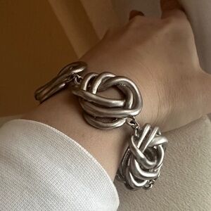 Silver Tone Oversized Knot Bracelet